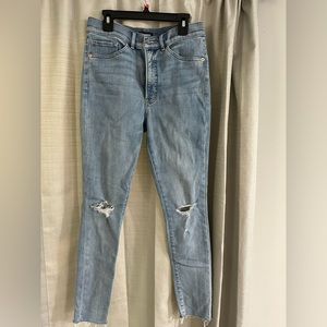 Express skinny distressed jeans.